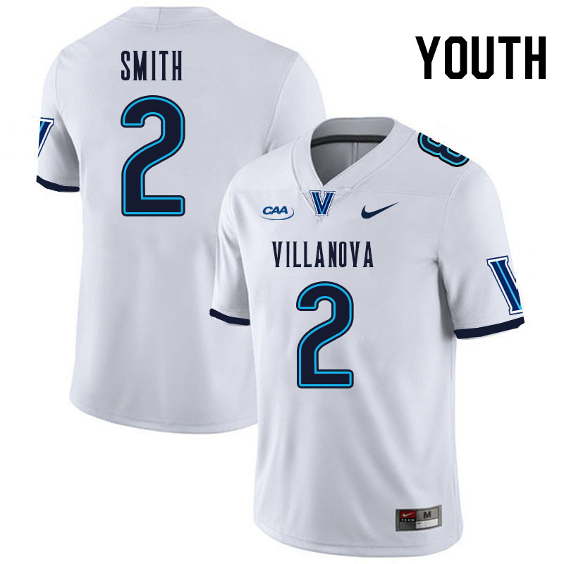 Youth #2 Eli Smith Villanova Wildcats College Football Jerseys Stitched Sale-White